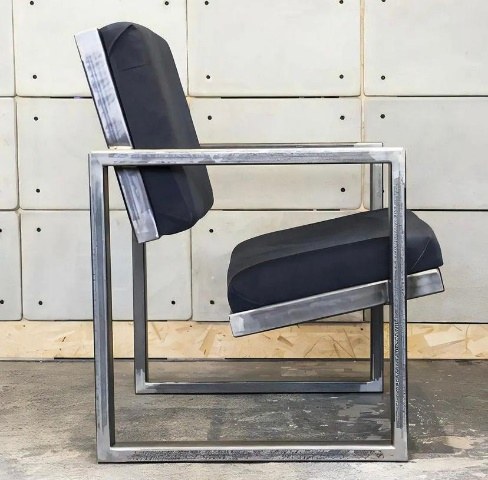 Silla de acero y tela Fulad, mueble de acero fabricado en Apodaca