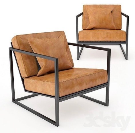 Silla de acero y piel Bombu, mueble de acero fabricado en Apodaca